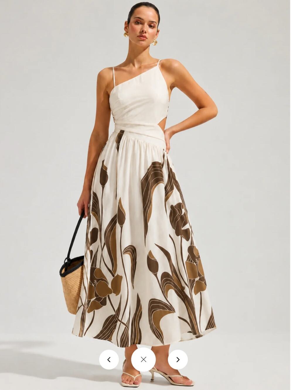 NWT Commense Asymmetrical Cutout Abstract Print Maxi Dress Sz XL